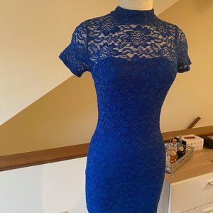 *3/$20* Blue Short-Sleeve Lace Cocktail Dress